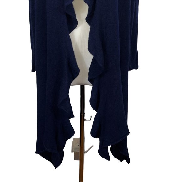Lafayette 148 100% Cashmere Long Draped Front Navy Cardigan Sz XL Lightweight - Picture 6 of 11